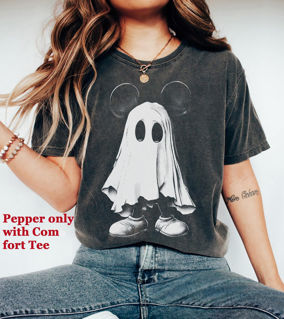 Mouse Friendly Spooky Mouse Ghost T-Shirt  Mouse's Not So Scary Halloween Party 2026 Family Matching Tee  Spooky Season NNA