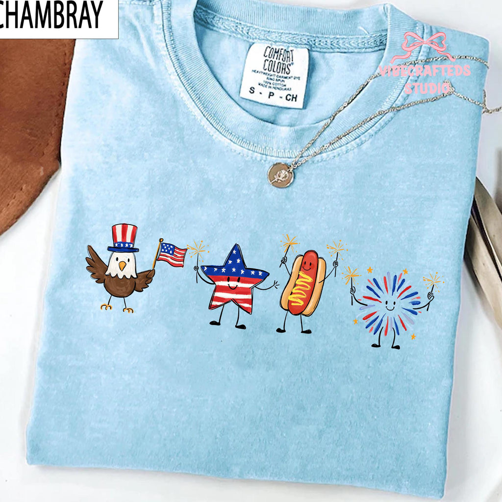 TT Cute 4th Of July Shirt  Patriotic Eagle Star Hotdog Firework Tee  Funny America Shirt  Comfort Colors Unisex USA Tee  Independence Day Gift NNA