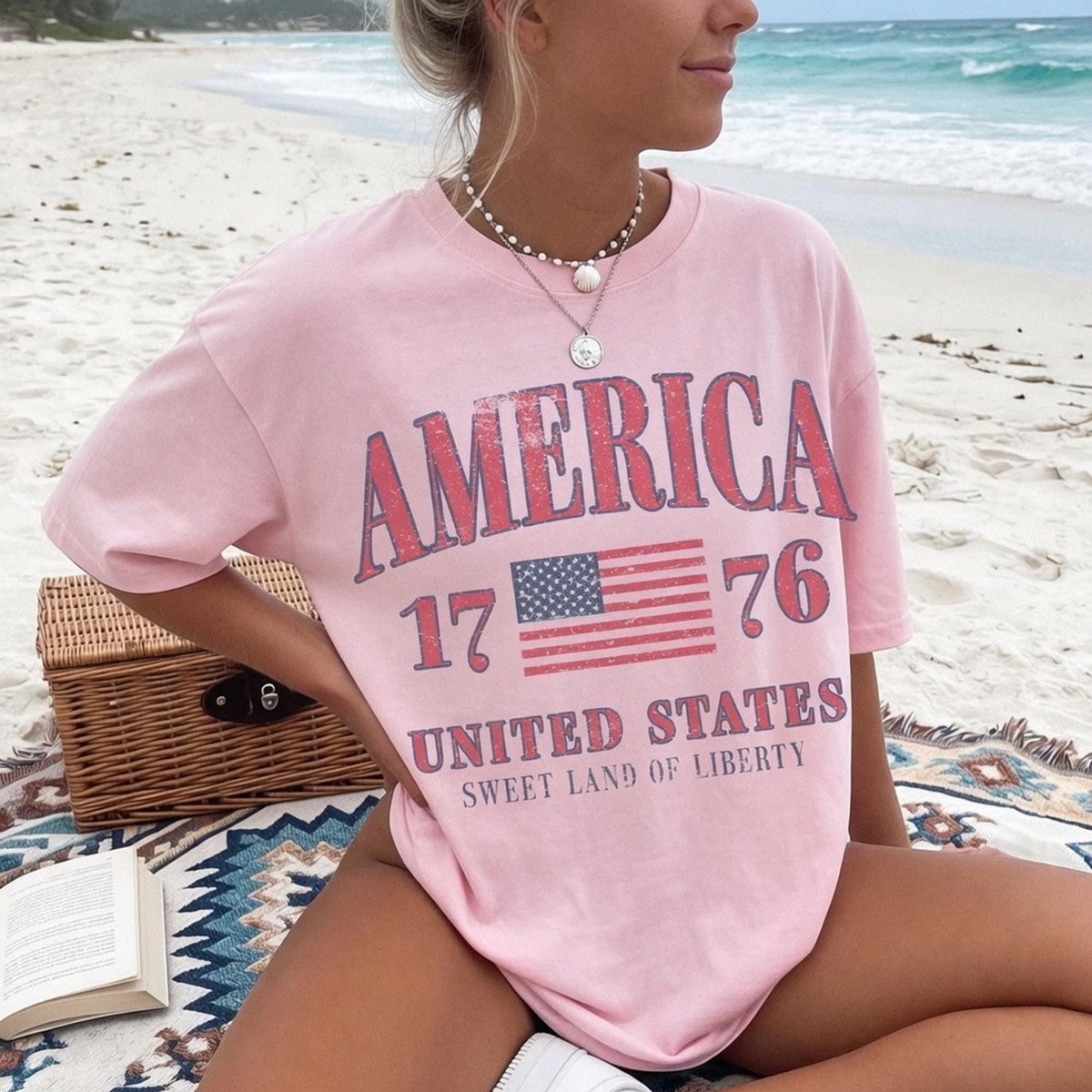 TT Retro America 4th of July Shirt  Preppy Oversized USA Tee  Aesthetic Patriotic Comfort Colors  Cute Summer Fashion  Vintage American NNA