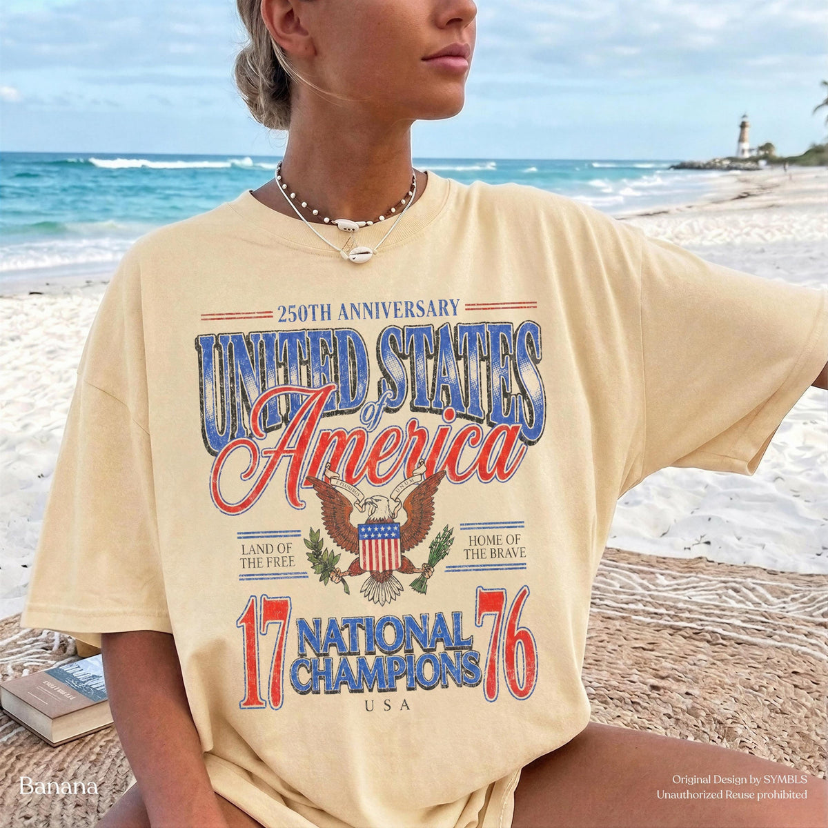 TT July 4th 1776 National Champions Funny T-Shirt  America 250th Anniversary Oversized Tee  Distressed Americana NNA