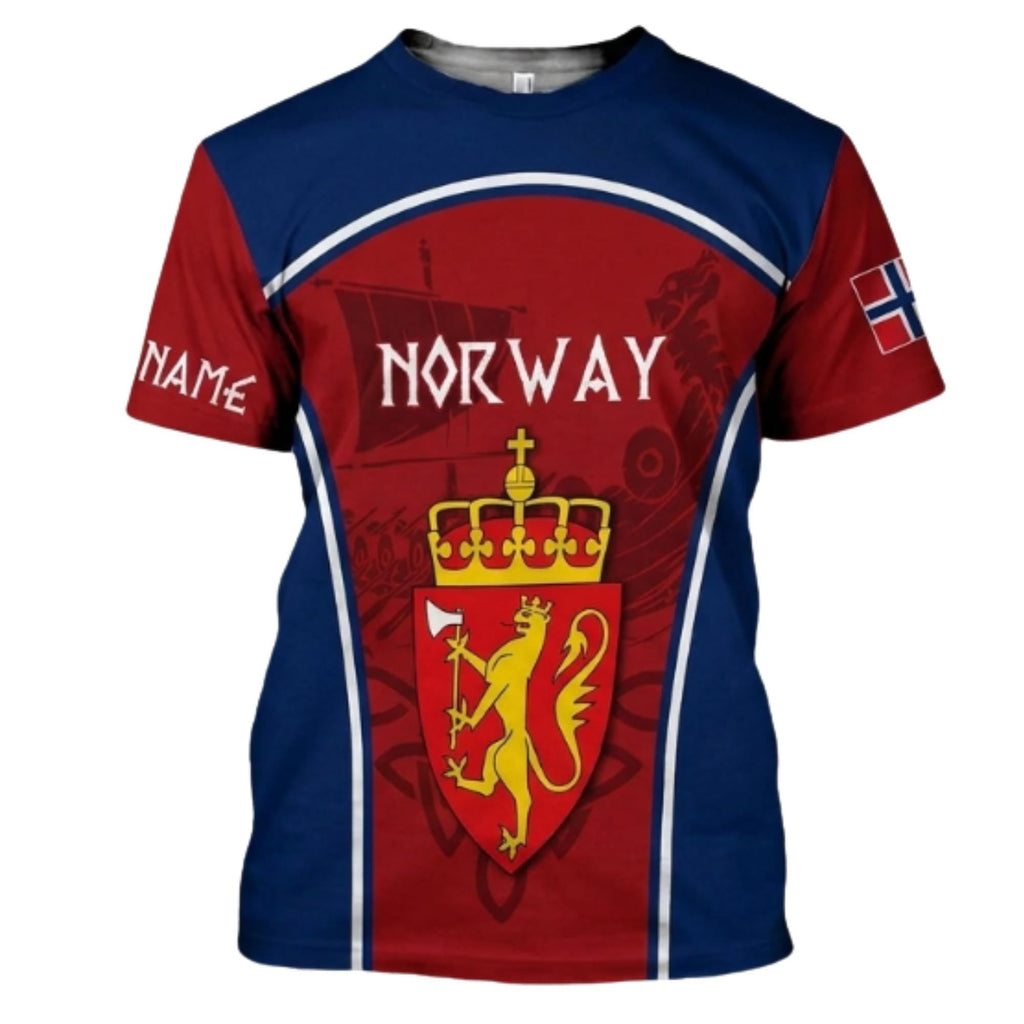 Norway 3D HFN T-Shirt Custom Name Viking Patriotic Shirt
