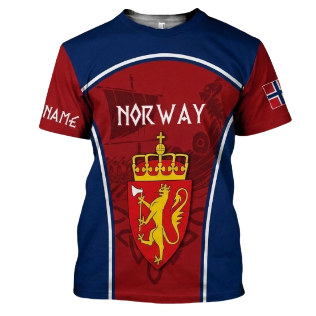 Norway 3D HFN T-Shirt Custom Name Viking Patriotic Shirt