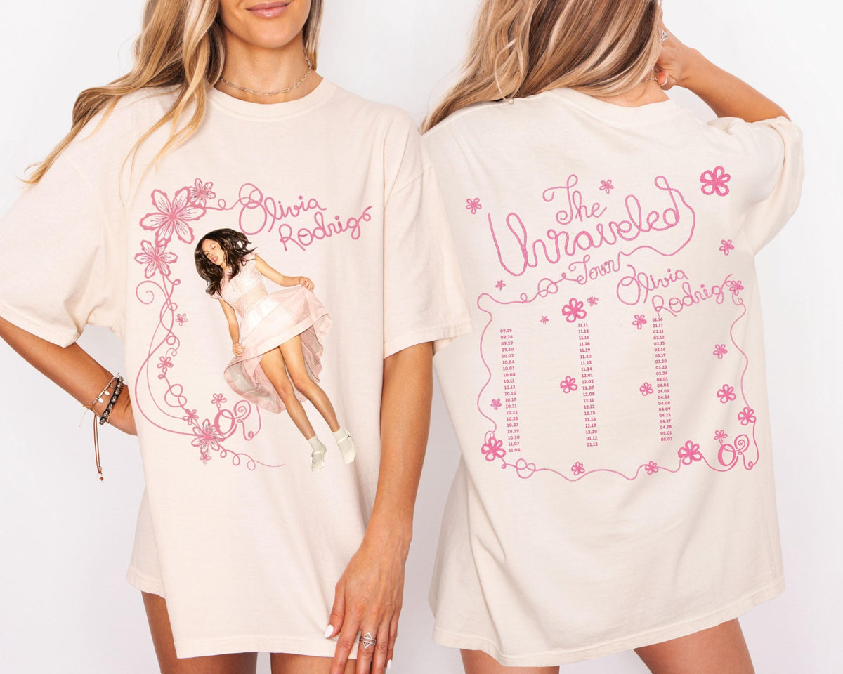 Olivia Rodrigo Unraveled Tour Graphic Tee  Livies Concert Outfit  Garment-Dyed Cotton Shirt NNA