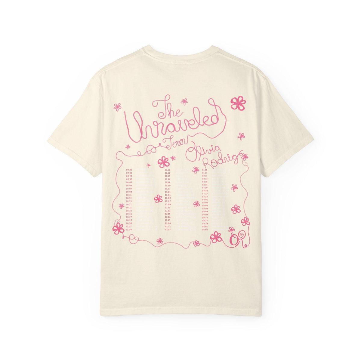 Olivia Rodrigo Unraveled Tour Graphic Tee  Livies Concert Outfit  Garment-Dyed Cotton Shirt NNA