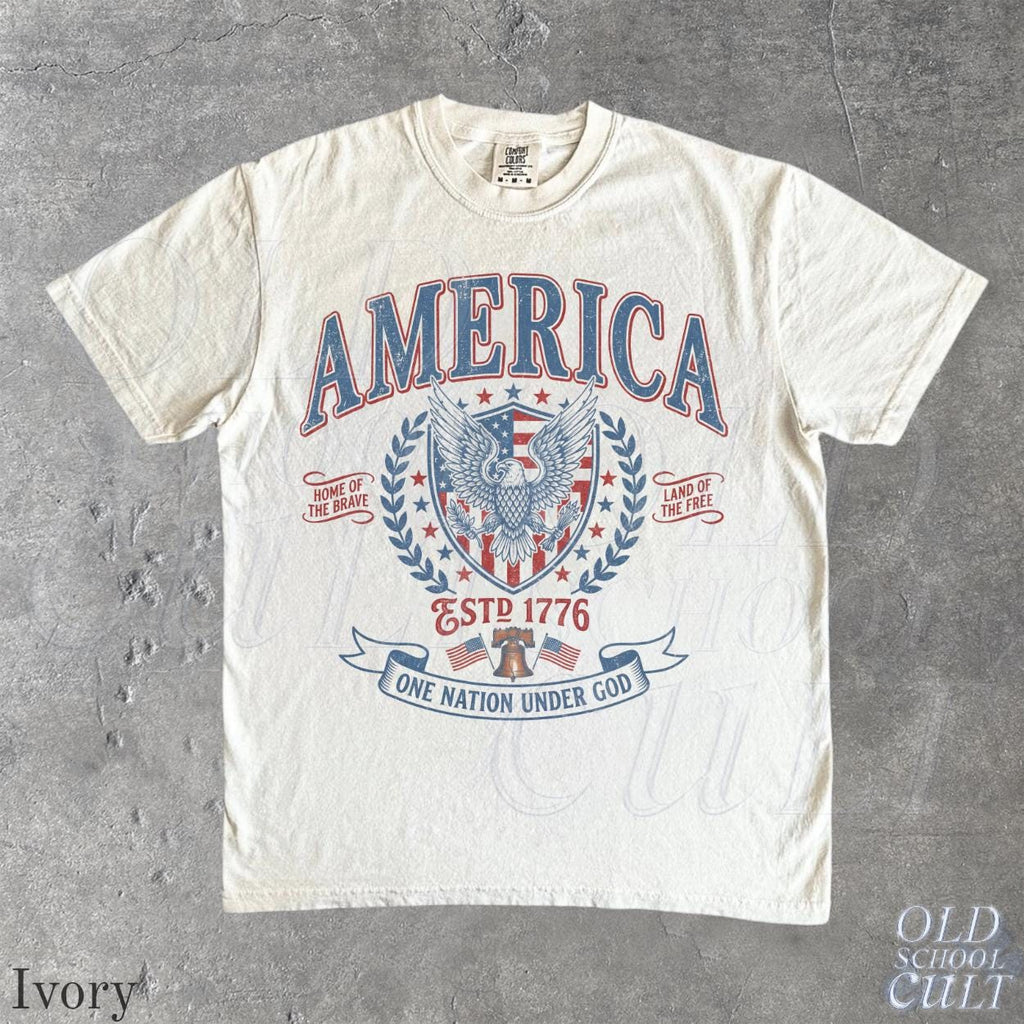 TT Vintage America Patriotic Eagle Shirt  USA Independence Day Tee  Fourth of July Graphic Tee  One Nation Under God Shirt Retro USA Gift NNA