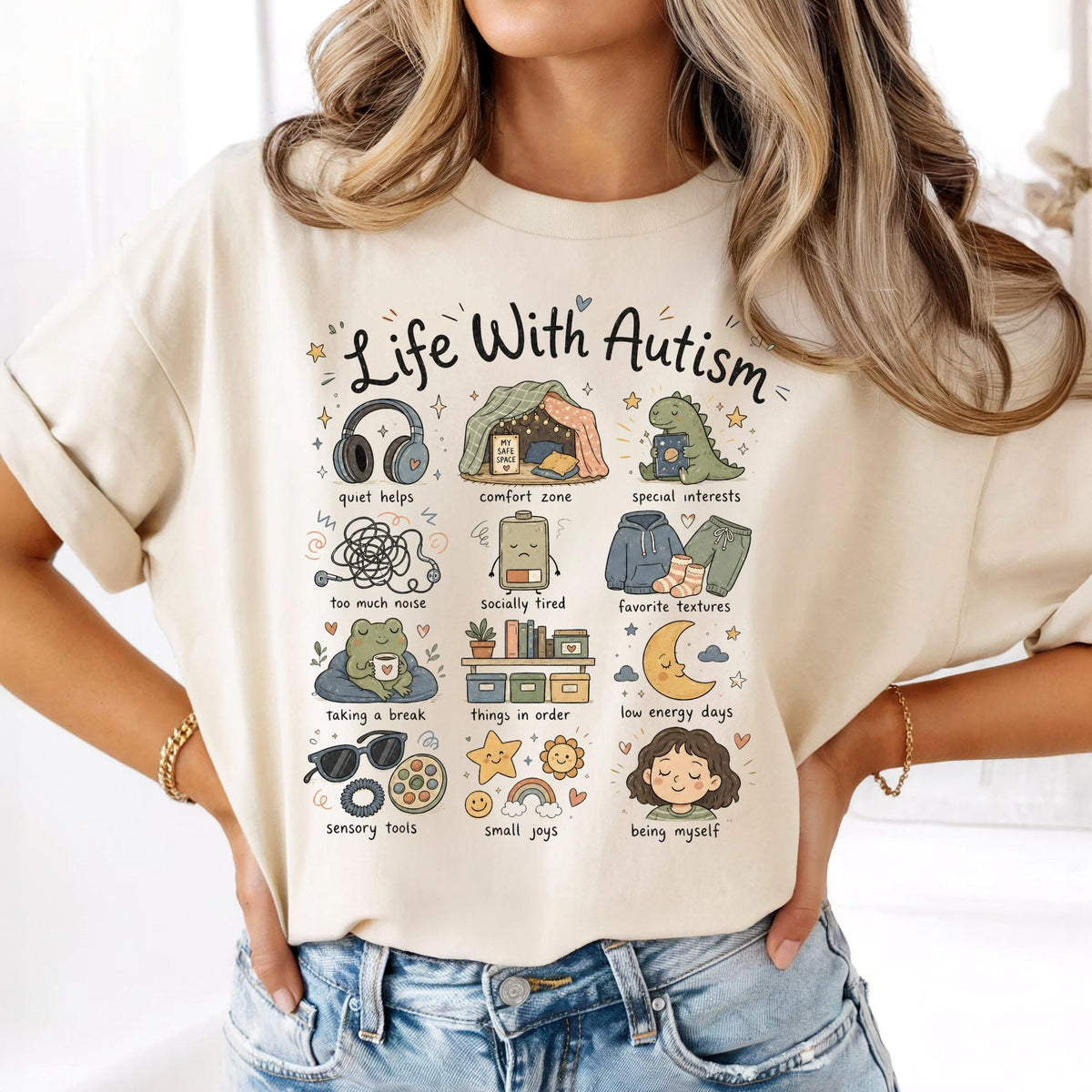 Life With Autism Comfort Colors Shirt HG Neurodivergent Acceptance  Sensory Tools  Autistic Pride Tee
