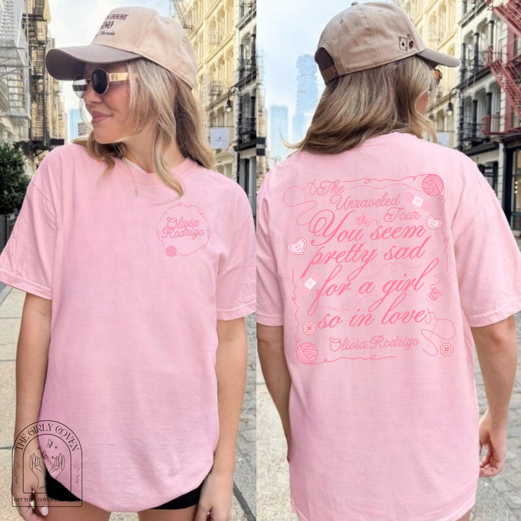 Oliva Rodrigo T-shirt. You Seem Pretty Sad For A Girl So In Love Concert Tour Merch. NNA