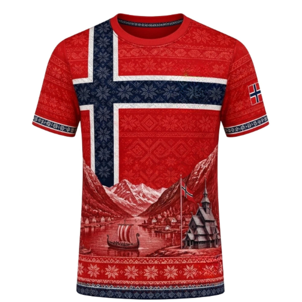 Norway HFN Shirt Norwegian Flag Tee Viking Fjord Nordic Soccer Jersey Gift for Men