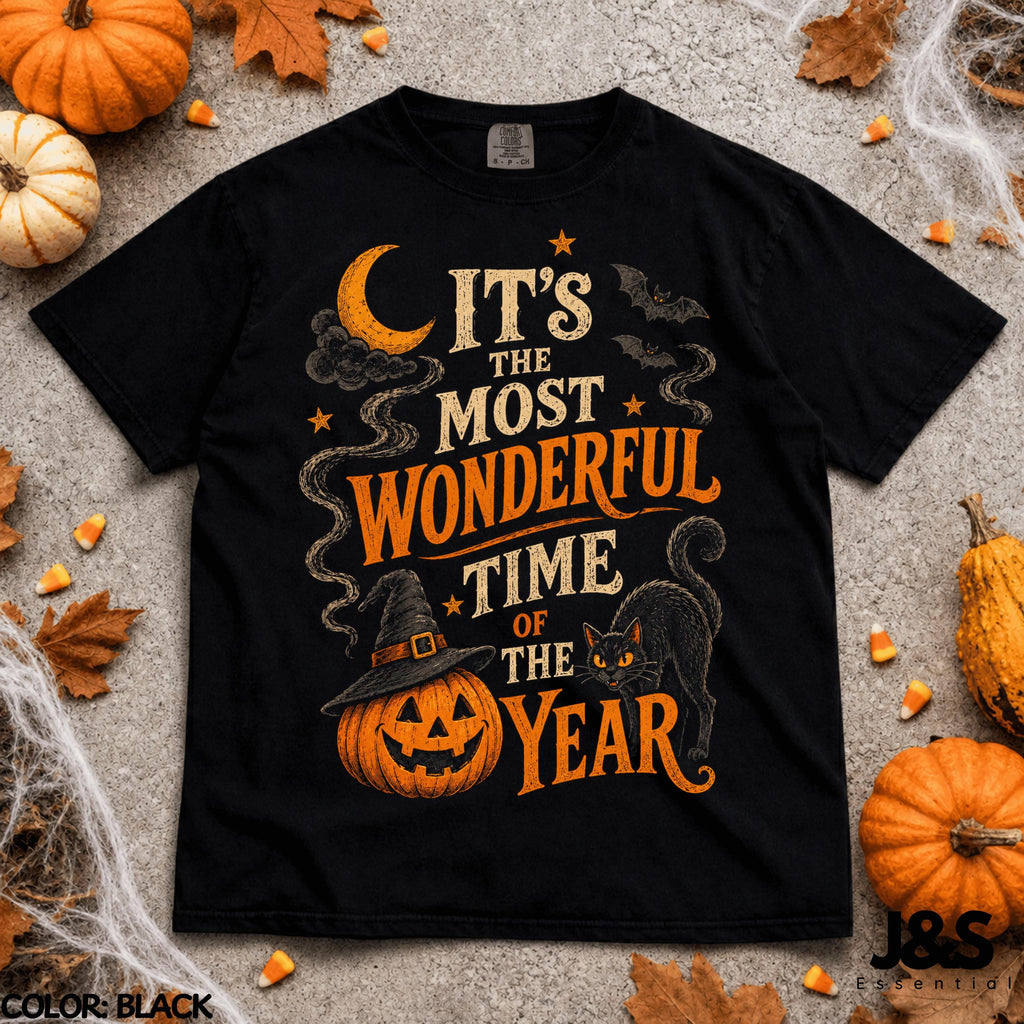 It's The Most Wonderful Time Of The Year Halloween Shirt  Spooky Season Pumpkin Ghost Tshirt  Vintage Witchy Fall Graphic Gift NNA