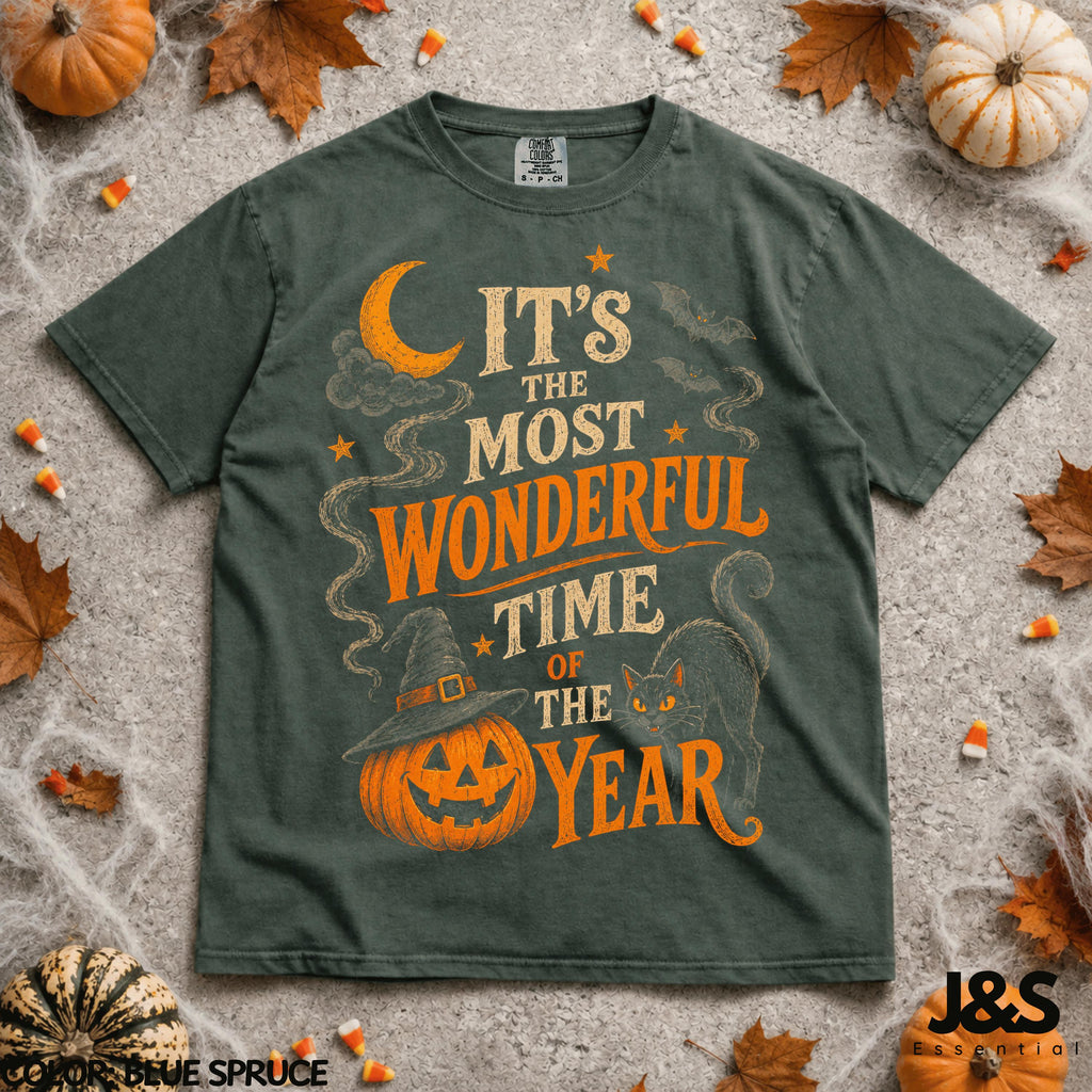 It's The Most Wonderful Time Of The Year Halloween Shirt  Spooky Season Pumpkin Ghost Tshirt  Vintage Witchy Fall Graphic Gift NNA