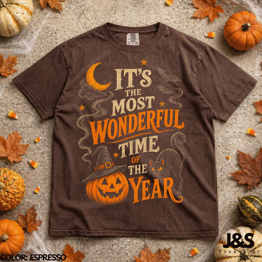 It's The Most Wonderful Time Of The Year Halloween Shirt  Spooky Season Pumpkin Ghost Tshirt  Vintage Witchy Fall Graphic Gift NNA