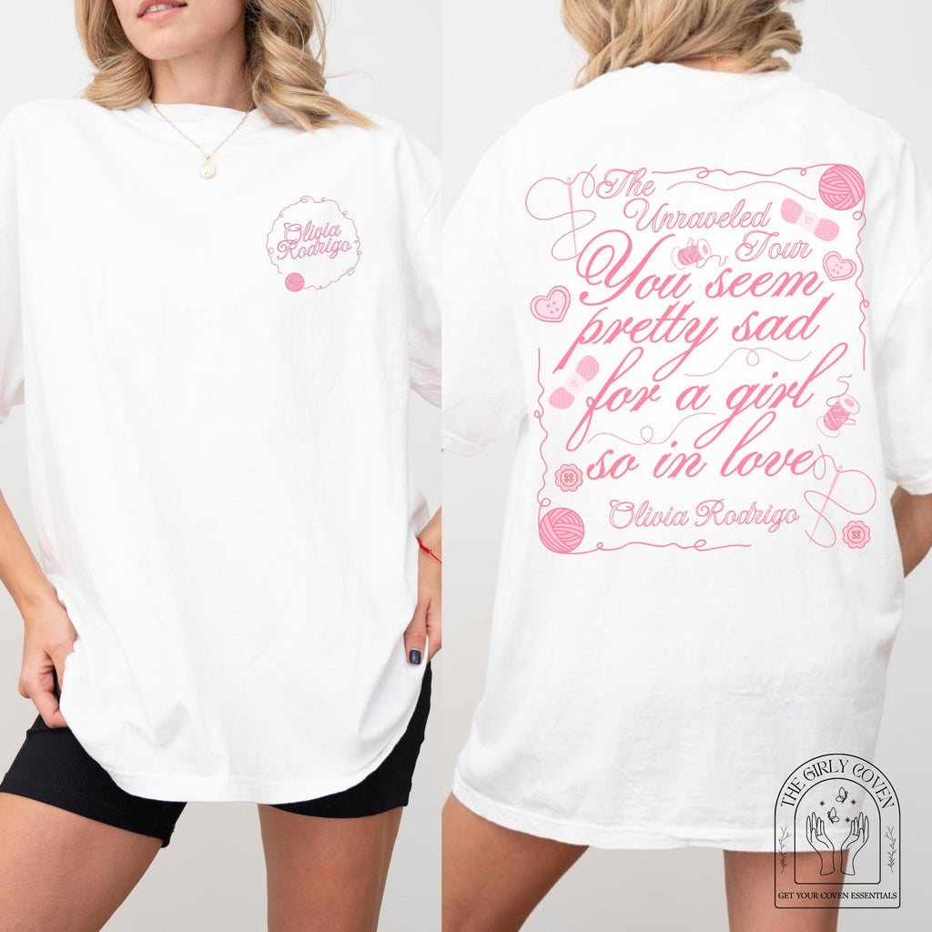 Oliva Rodrigo T-shirt. You Seem Pretty Sad For A Girl So In Love Concert Tour Merch. NNA