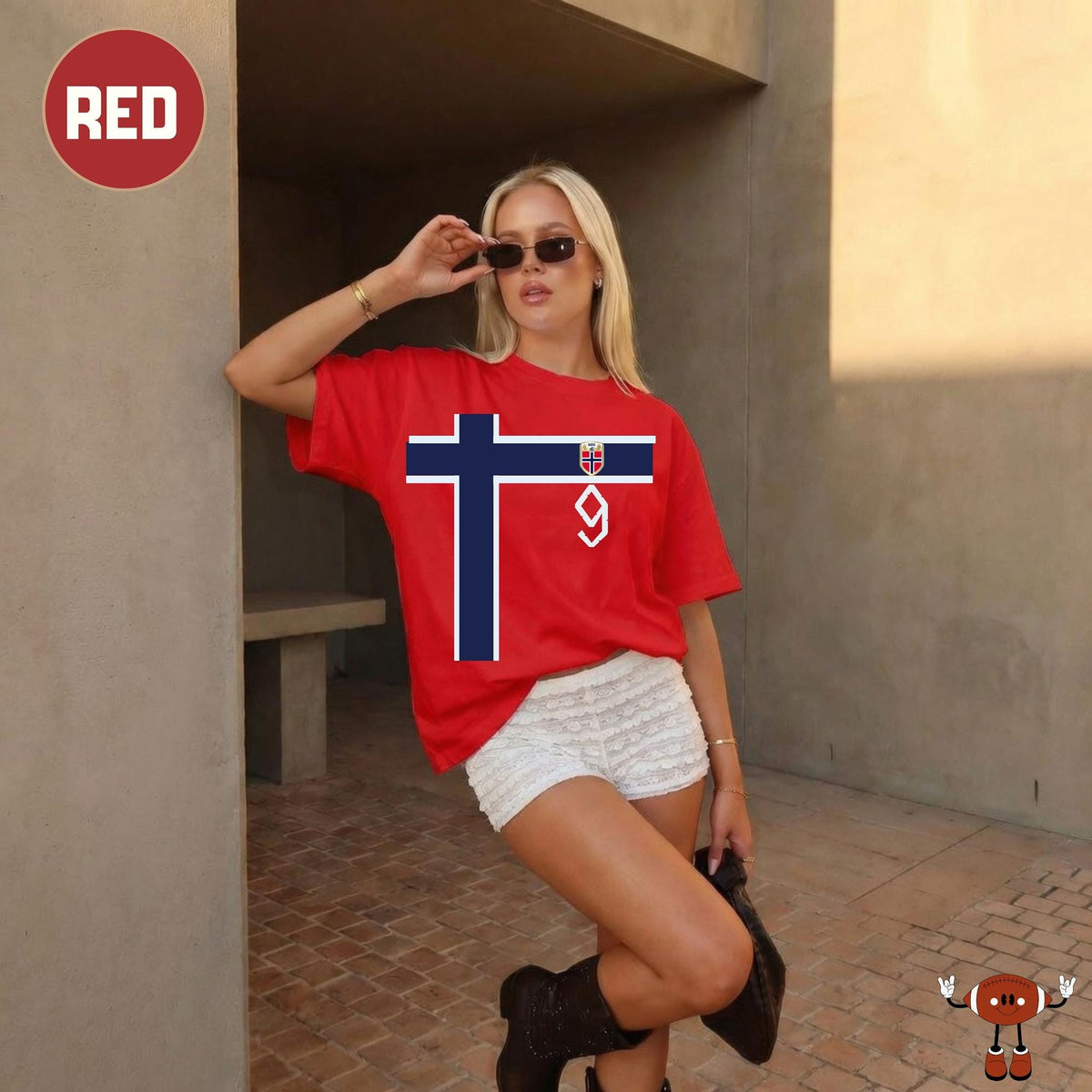 Number 9 Norway Jersey HFN Shirt: Haaland Shirt Norwegian Football Supporter Tee Soccer Fan Gift Alt for Norge World Football Cup