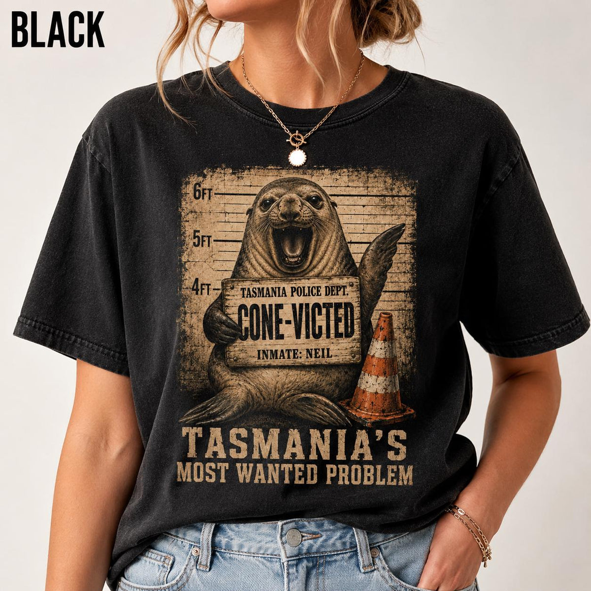 Comfort Colors Neil the Seal Mugshot HFN Shirt Conevicted Tee Funny Elephant Seal Graphic Shirt Tasmania Wildlife Gift