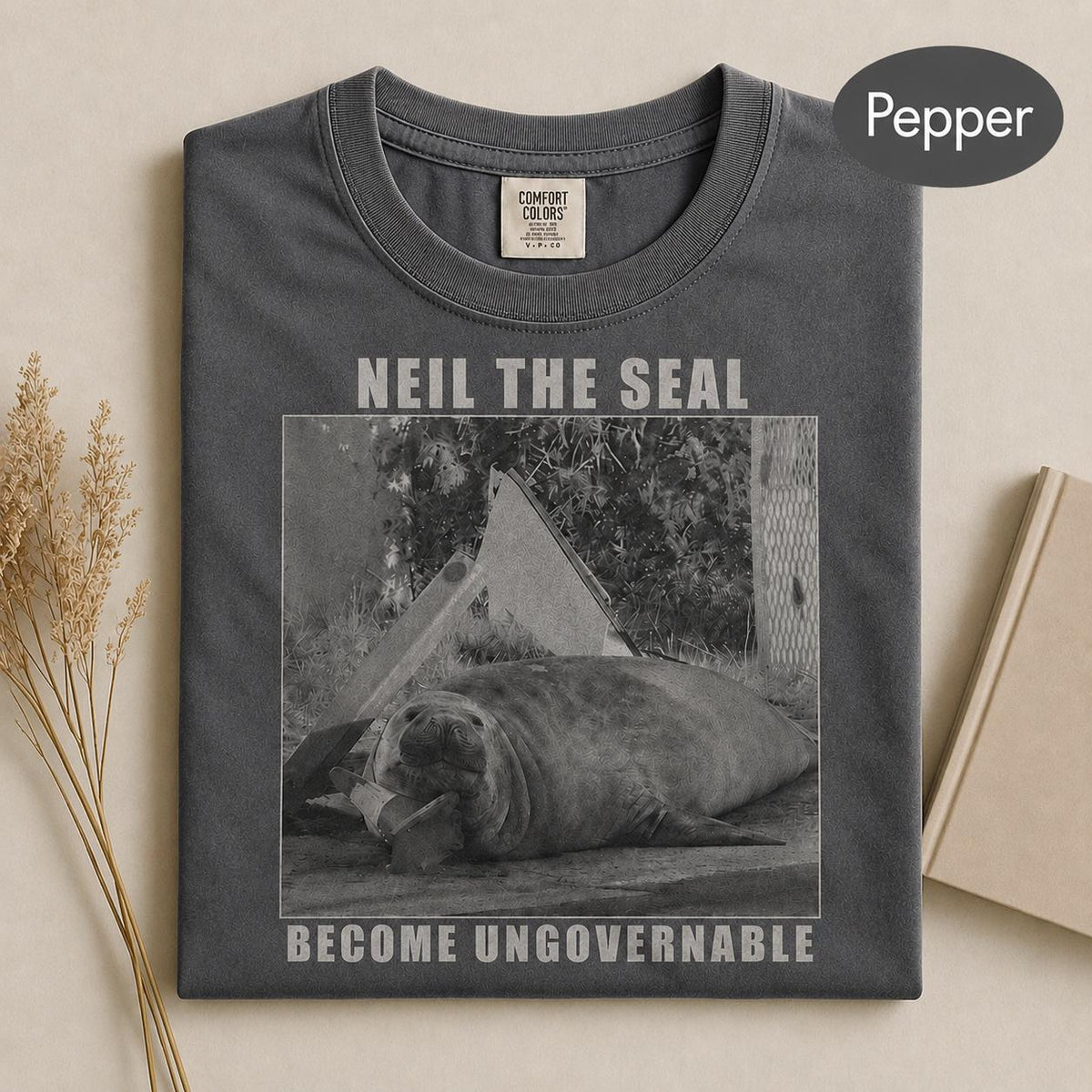 Comfort Colors Vintage Neil The Seal Become Ungovernable HFN Shirt Retro Tasmania Elephant Seal Graphic Tee Funny Seal Meme T-Shirt Neil Shirt