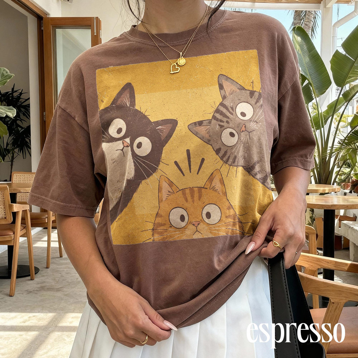 Vintage Funny Curious Cats Graphic Tee  Cute Cat Lover Shirt  Whimsical Retro Aesthetic Top  Comfort ColorsÂ® Feline Gift Tee NNA