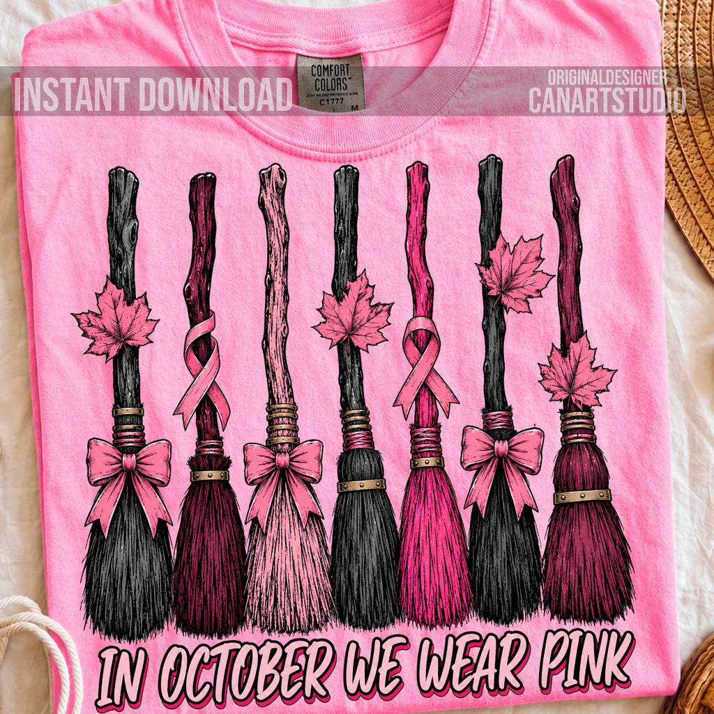In October We Wear Pink Witchy Breast Cancer  Design  Commercial Use    HG