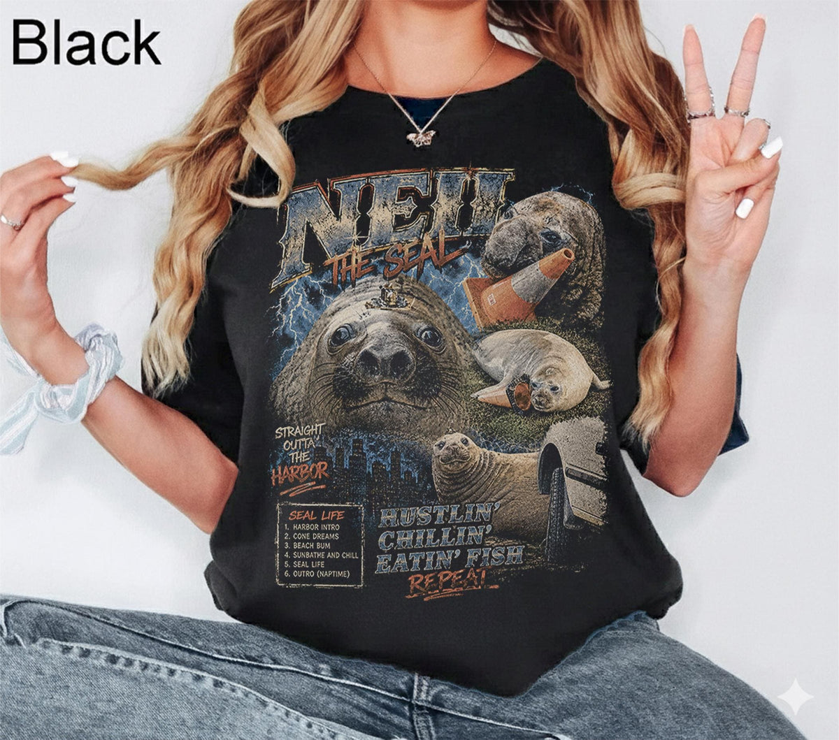 Comfort Colors Neil the Seal graphic HFN Tee Tasmanian celebrity Elephant Seal Illustration Tshirt