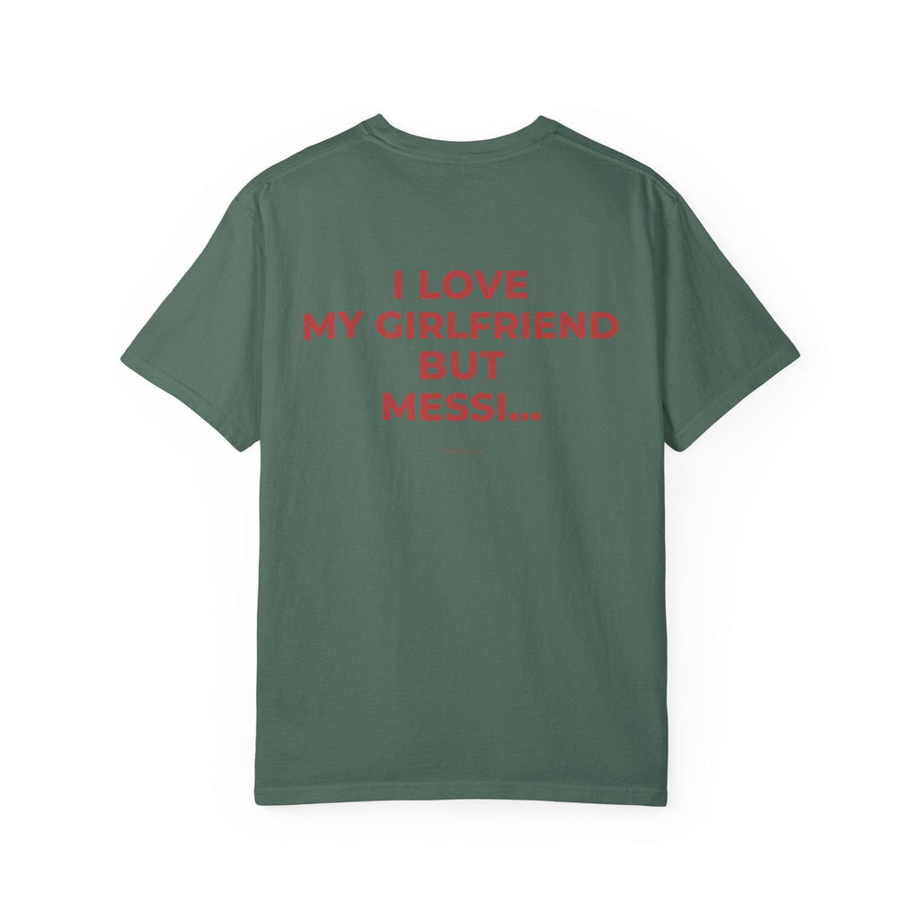 I Love My Girlfriend But Messi HFN Shirt Funny Football Fan Tee Minimalist Back Print Shirt Soccer Lover Gift Streetwear Graphic T-Shirt