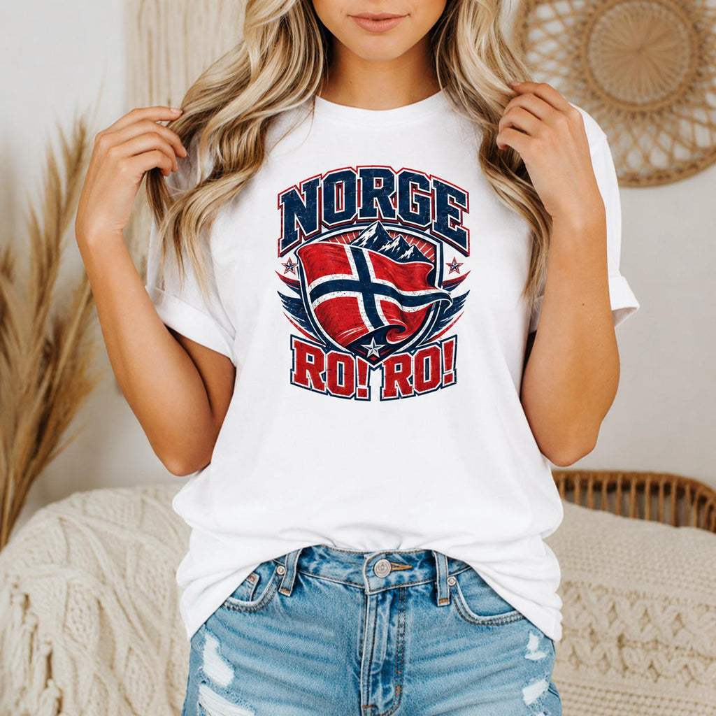 NORGE RO! RO! Norway Flag HFN Shirt Norwegian Pride Tee Norge Football Fan T-Shirt Viking Nordic Supporter Gift Grunge Norway Tee Men's Gift