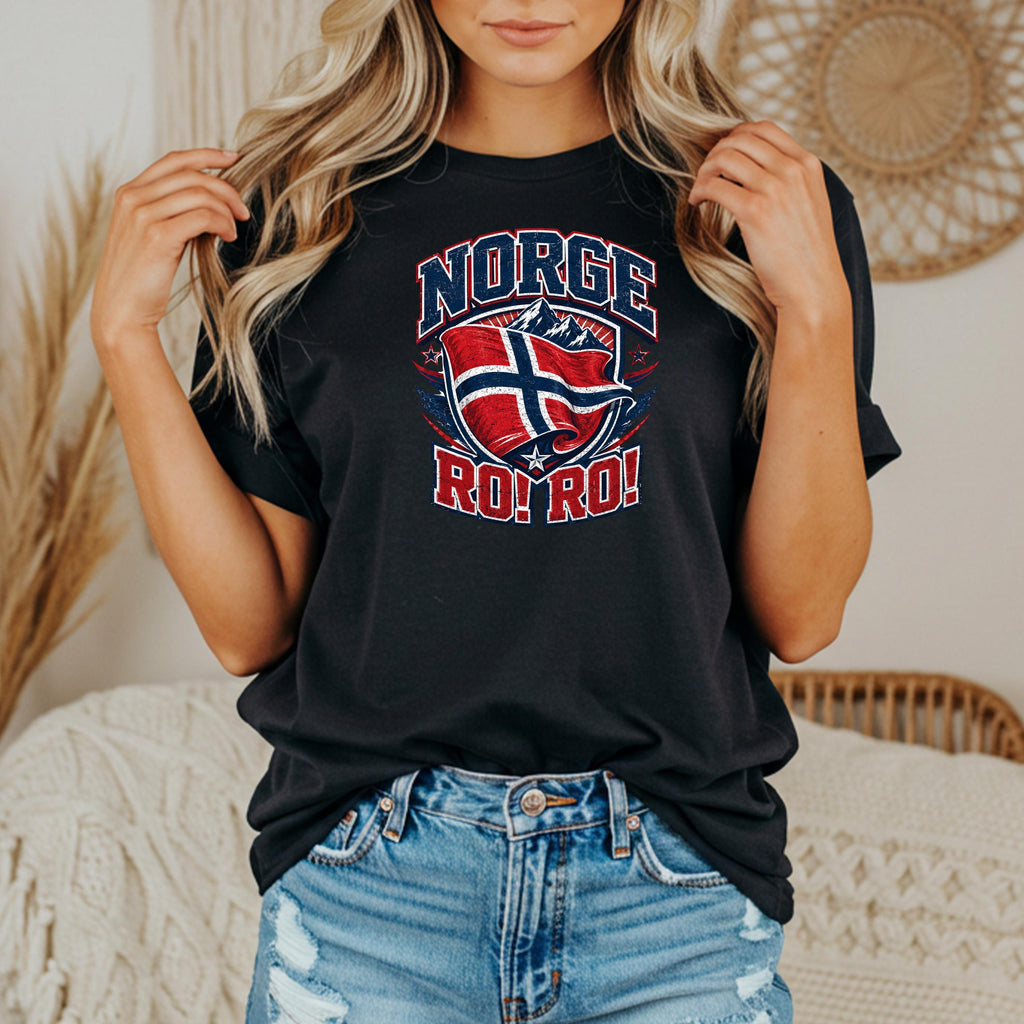 NORGE RO! RO! Norway Flag HFN Shirt Norwegian Pride Tee Norge Football Fan T-Shirt Viking Nordic Supporter Gift Grunge Norway Tee Men's Gift