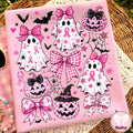 Breast Cancer Ghost Coquette Bow Pink Ghost Design  Retro Breast Cancer Awareness Halloween Shirt HG