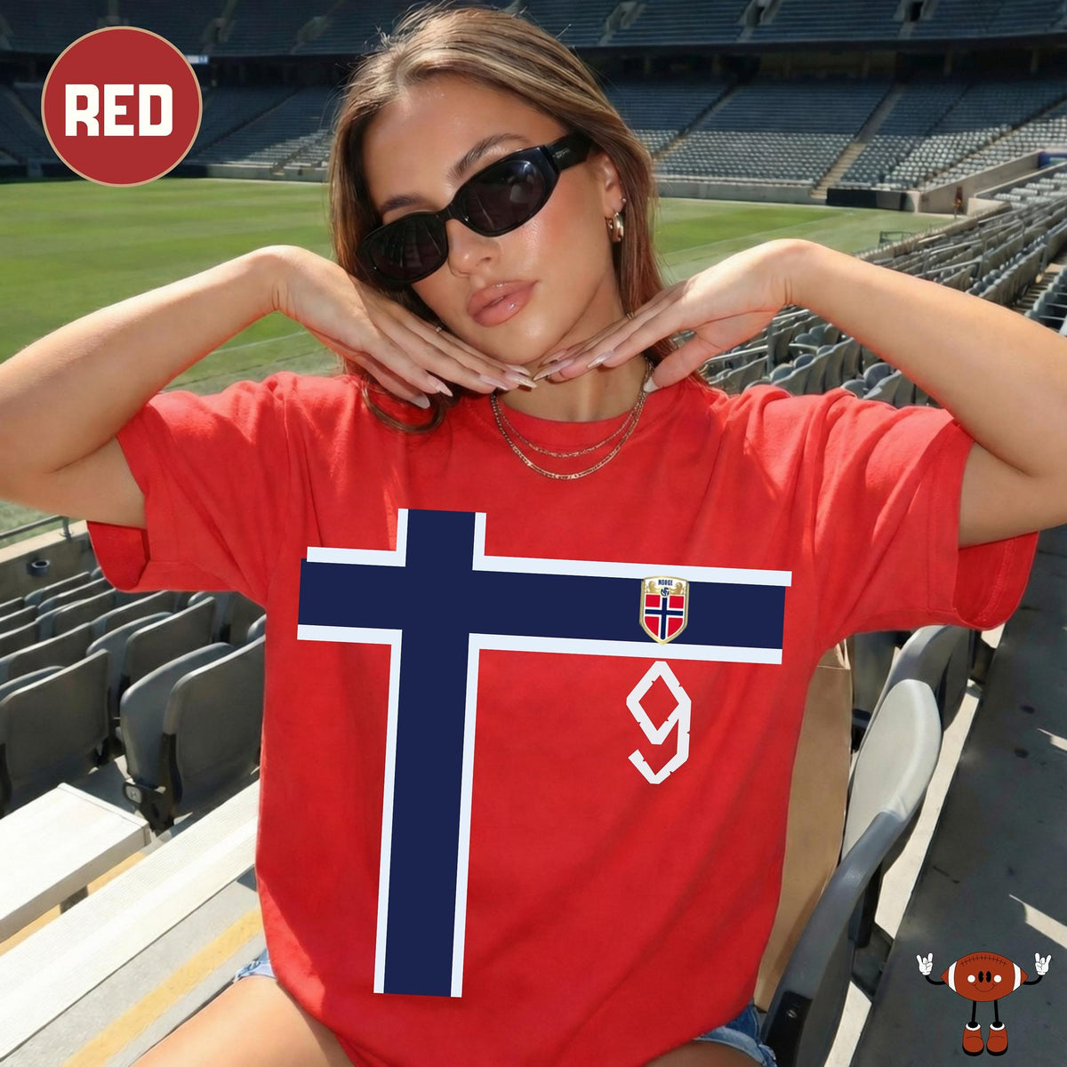 Number 9 Norway Jersey HFN Shirt: Haaland Shirt Norwegian Football Supporter Tee Soccer Fan Gift Alt for Norge World Football Cup