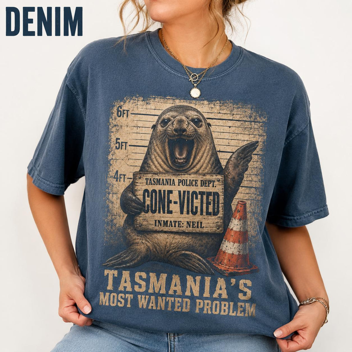 Comfort Colors Neil the Seal Mugshot HFN Shirt Conevicted Tee Funny Elephant Seal Graphic Shirt Tasmania Wildlife Gift