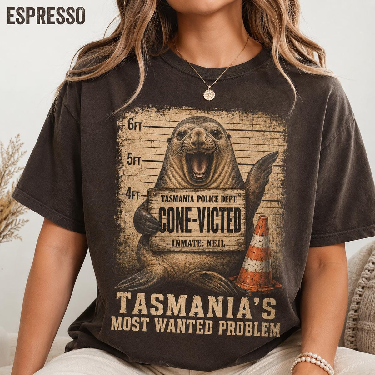 Comfort Colors Neil the Seal Mugshot HFN Shirt Conevicted Tee Funny Elephant Seal Graphic Shirt Tasmania Wildlife Gift