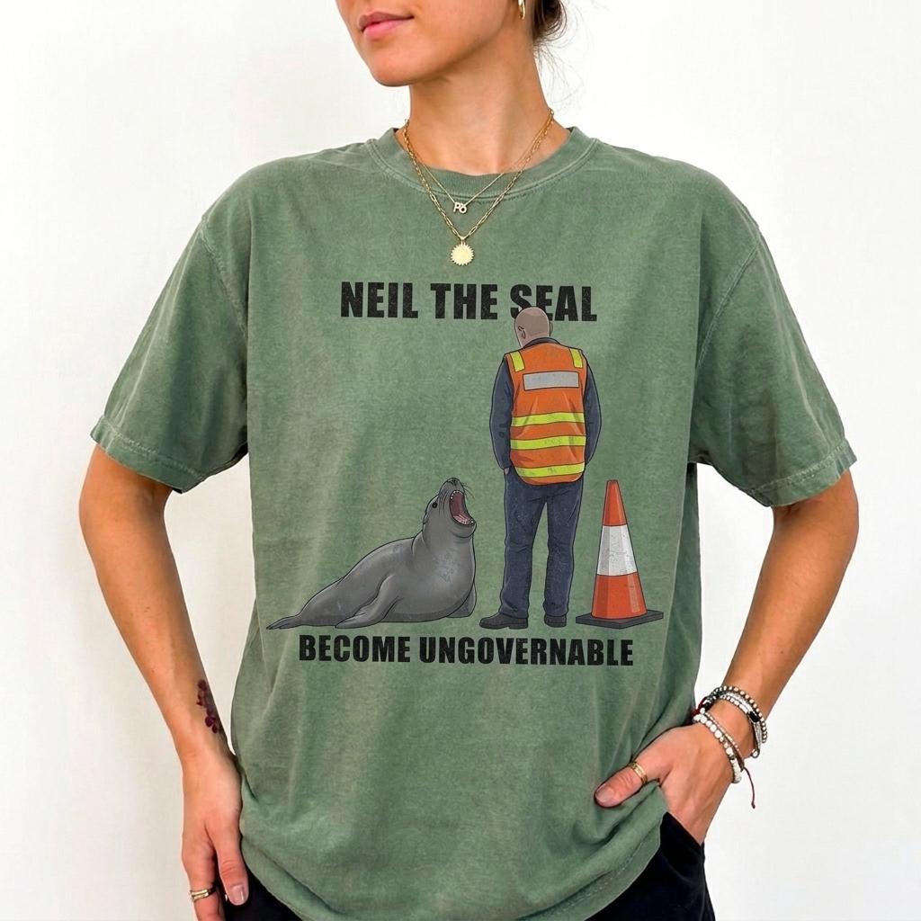 Comfort Colors Vintage Neil The Seal Become Ungovernable HFN Shirt Funny Animal Meme T-Shirt Retro Tasmania Seal Graphic Tee Streetwear