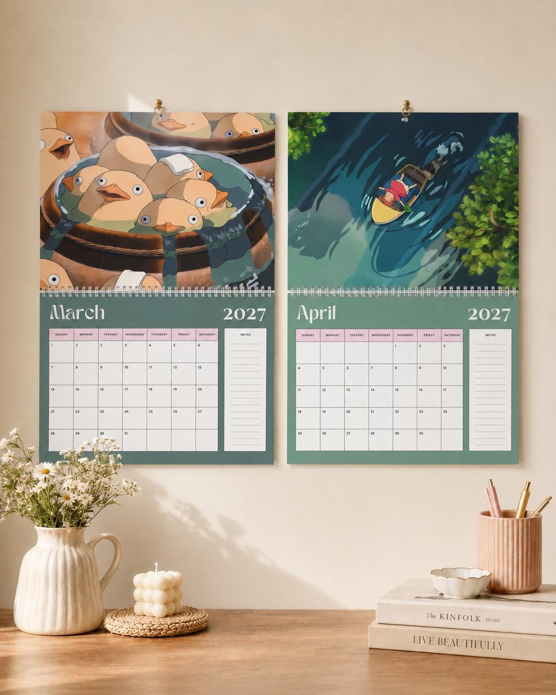 Ghibli 2027 Wall Calendar | Japanese Fantasy Art, 11x8.5 Spiral Monthly Planner, Cute Gift for Anime Fans