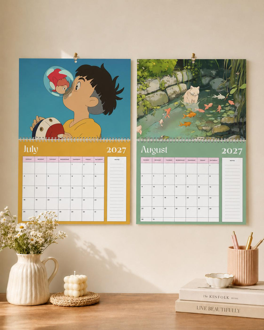 Ghibli 2027 Wall Calendar | Japanese Fantasy Art, 11x8.5 Spiral Monthly Planner, Cute Gift for Anime Fans