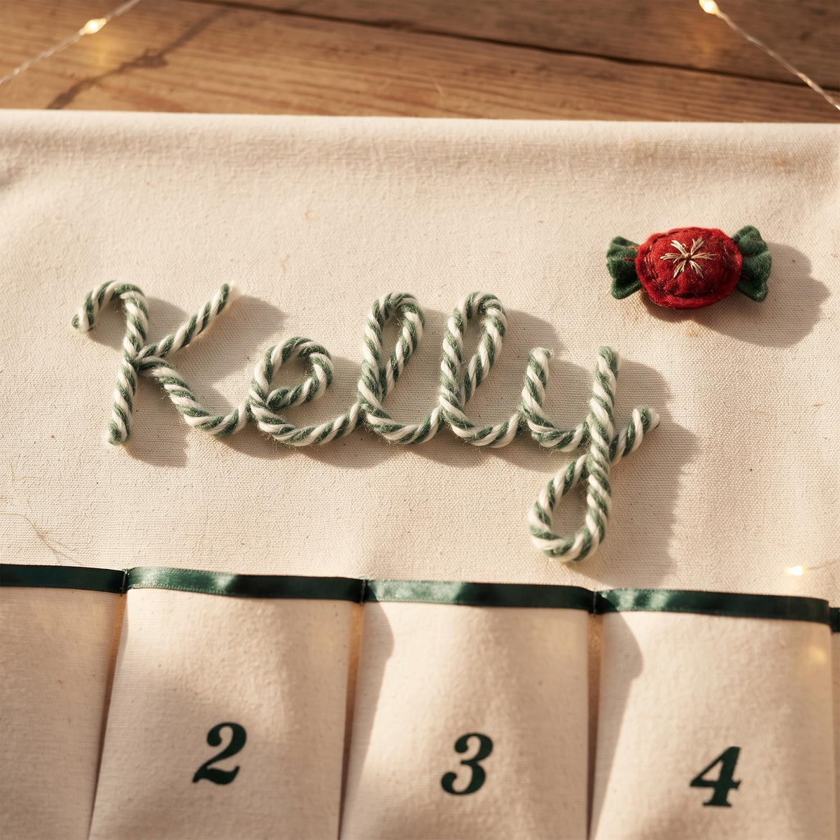 Reusable Christmas Advent Calendar HG, Personalized Name Canvas Wall Hanging with 24 Large Pockets