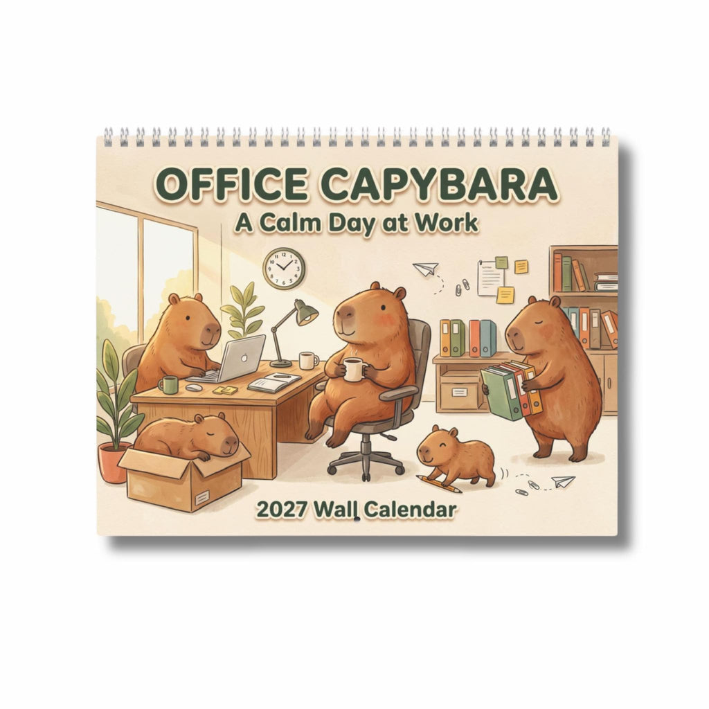 Office Capybara 2027 Wall Calendar, Funny Office Calendar, Cute Capybara Gift, Work Desk Decor, Coworker Gift, Office Humor