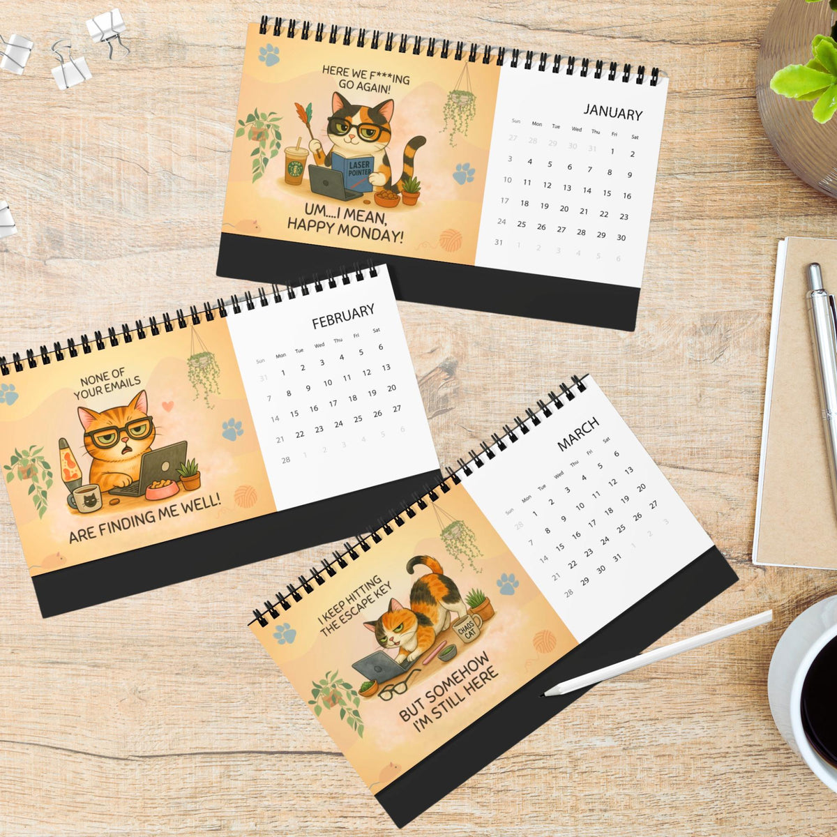 Funny Cat Desk Calendar 2027: Sarcastic Demotivational Office Gift
