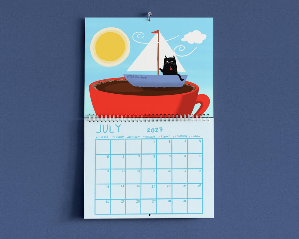 2027 Wall Calendar - Mürri the Grumpy Cat Needs Coffee