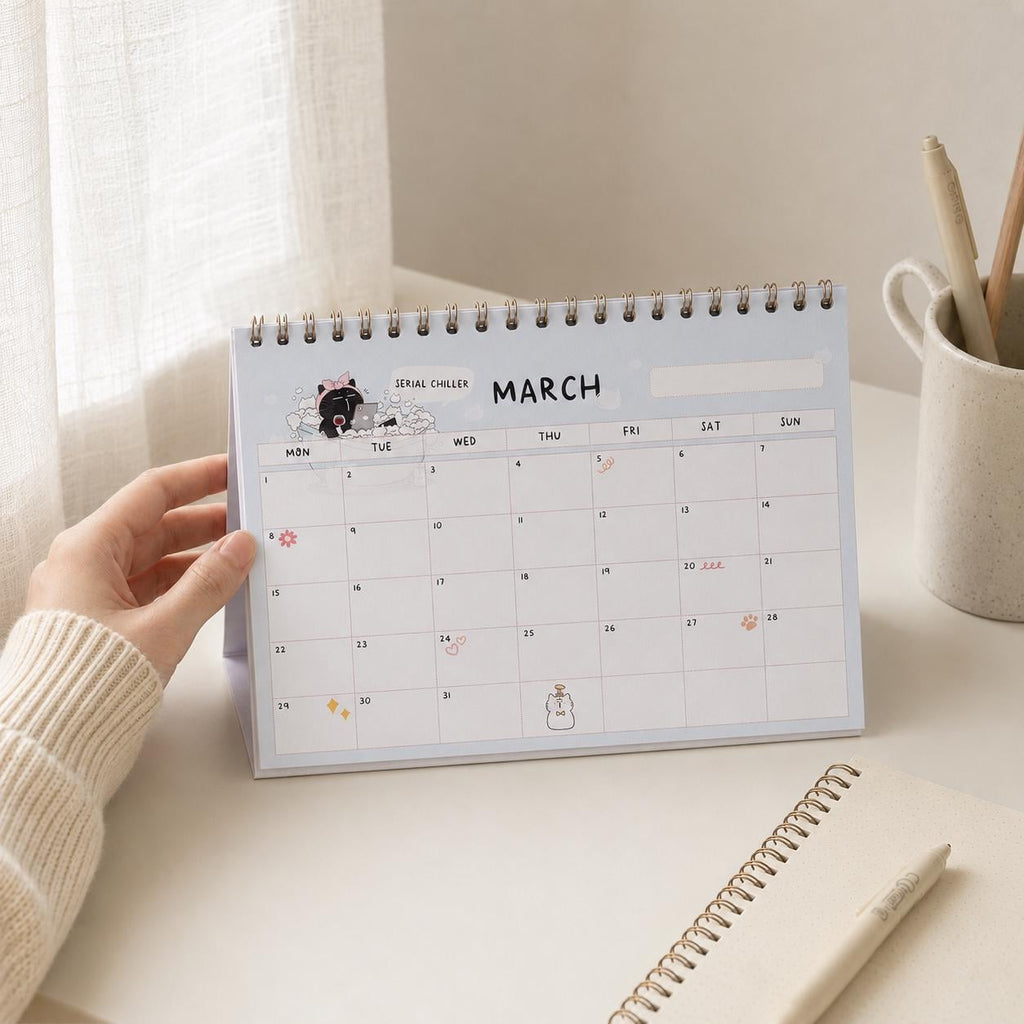 2027 Desk Calendar, Funny Cat Calendar, A5 Standing Desk Calendar, Monthly Planner Gift for Cat Lovers, A5