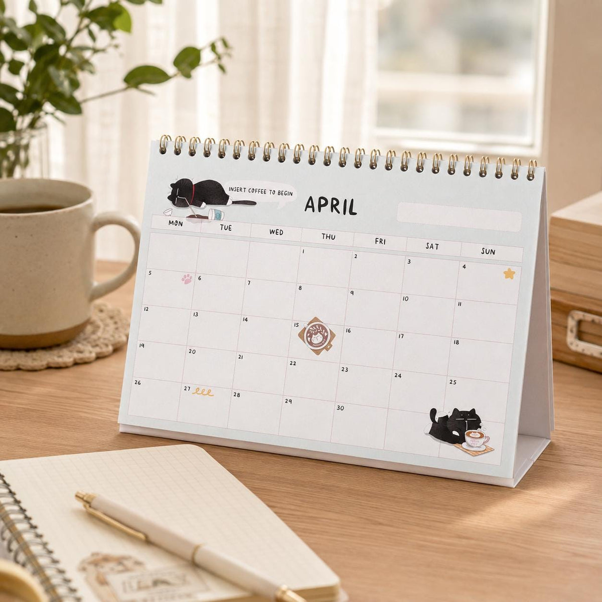 2027 Desk Calendar, Funny Cat Calendar, A5 Standing Desk Calendar, Monthly Planner Gift for Cat Lovers, A5