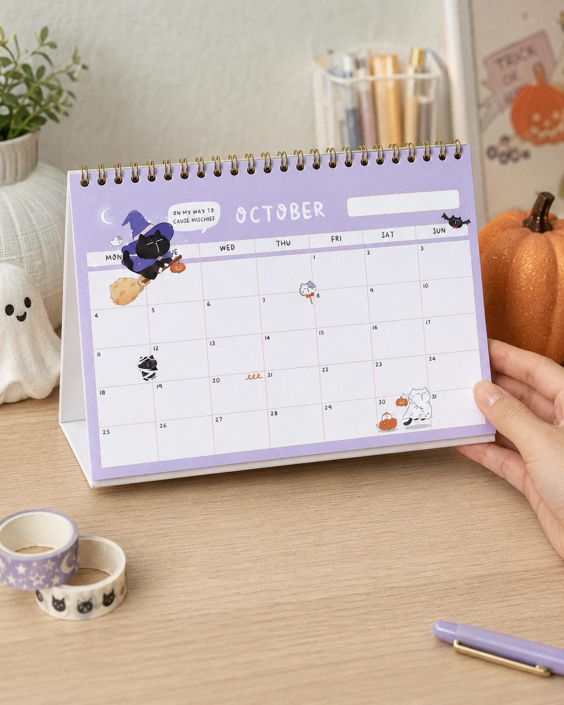 2027 Desk Calendar, Funny Cat Calendar, A5 Standing Desk Calendar, Monthly Planner Gift for Cat Lovers, A5