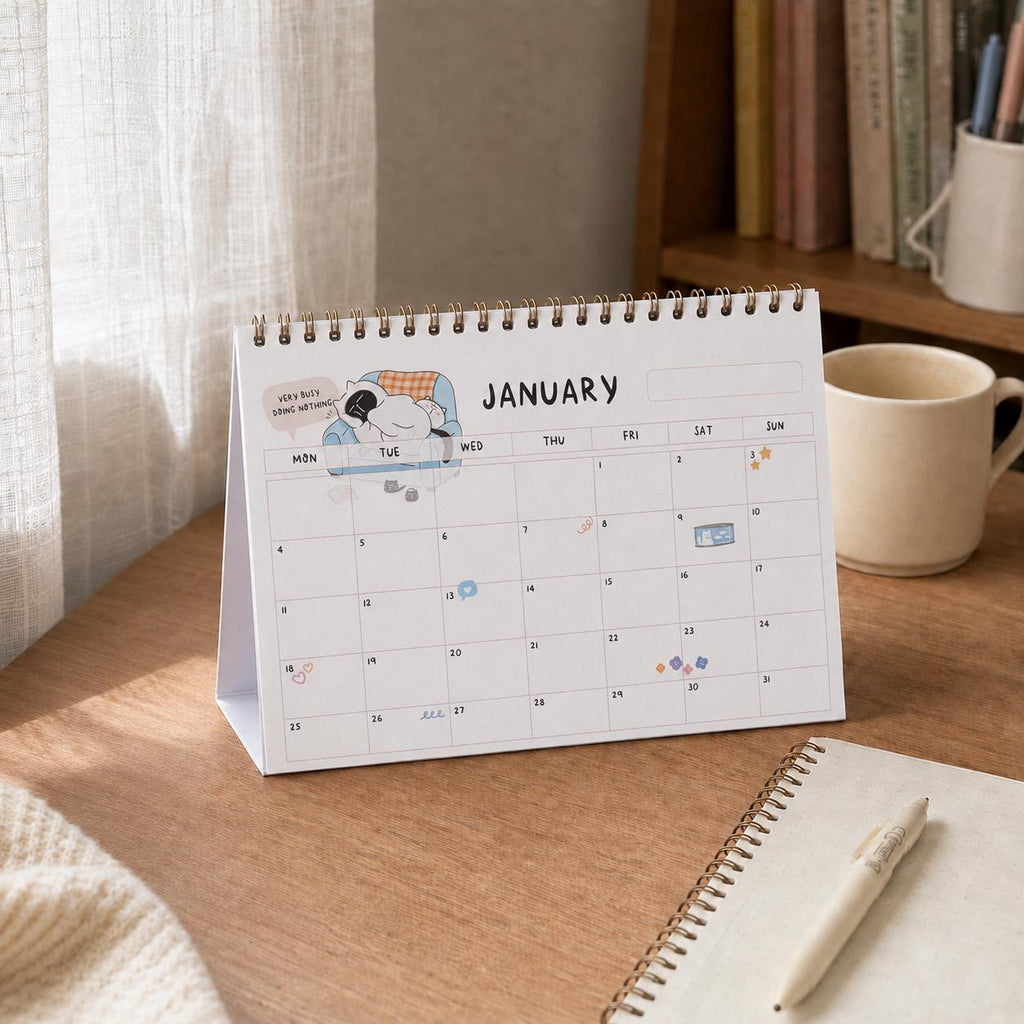 2027 Desk Calendar, Funny Cat Calendar, A5 Standing Desk Calendar, Monthly Planner Gift for Cat Lovers, A5