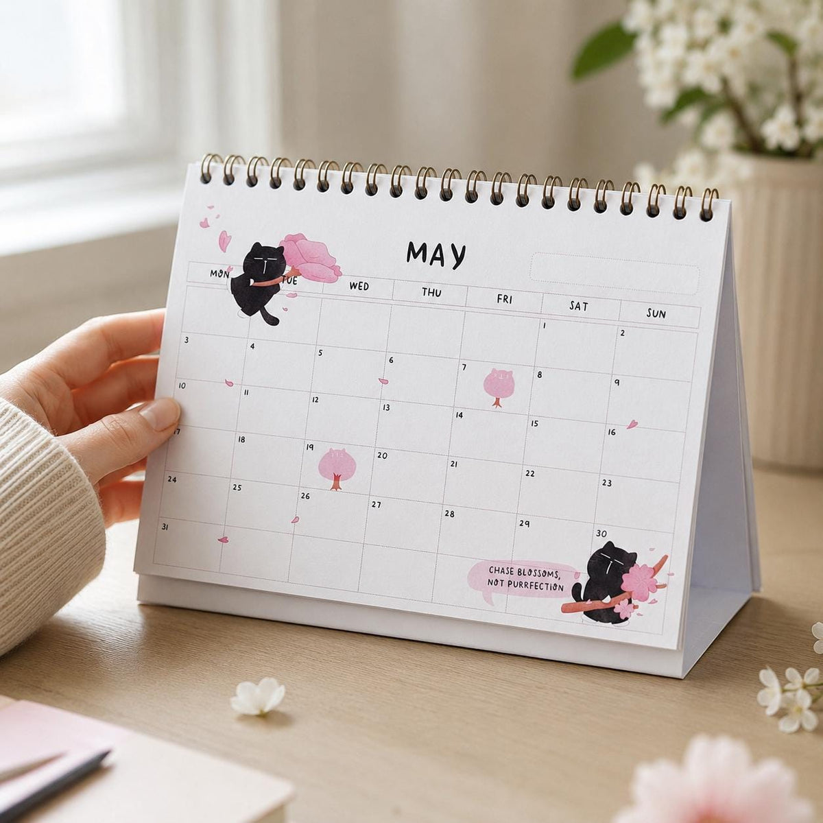 2027 Desk Calendar, Funny Cat Calendar, A5 Standing Desk Calendar, Monthly Planner Gift for Cat Lovers, A5