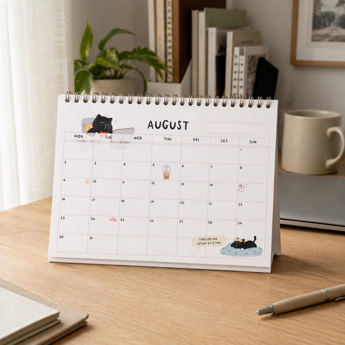 2027 Desk Calendar, Funny Cat Calendar, A5 Standing Desk Calendar, Monthly Planner Gift for Cat Lovers, A5