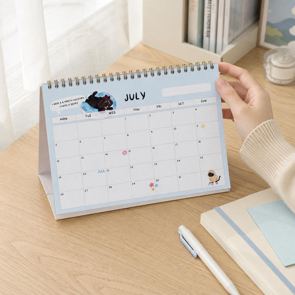 2027 Desk Calendar, Funny Cat Calendar, A5 Standing Desk Calendar, Monthly Planner Gift for Cat Lovers, A5