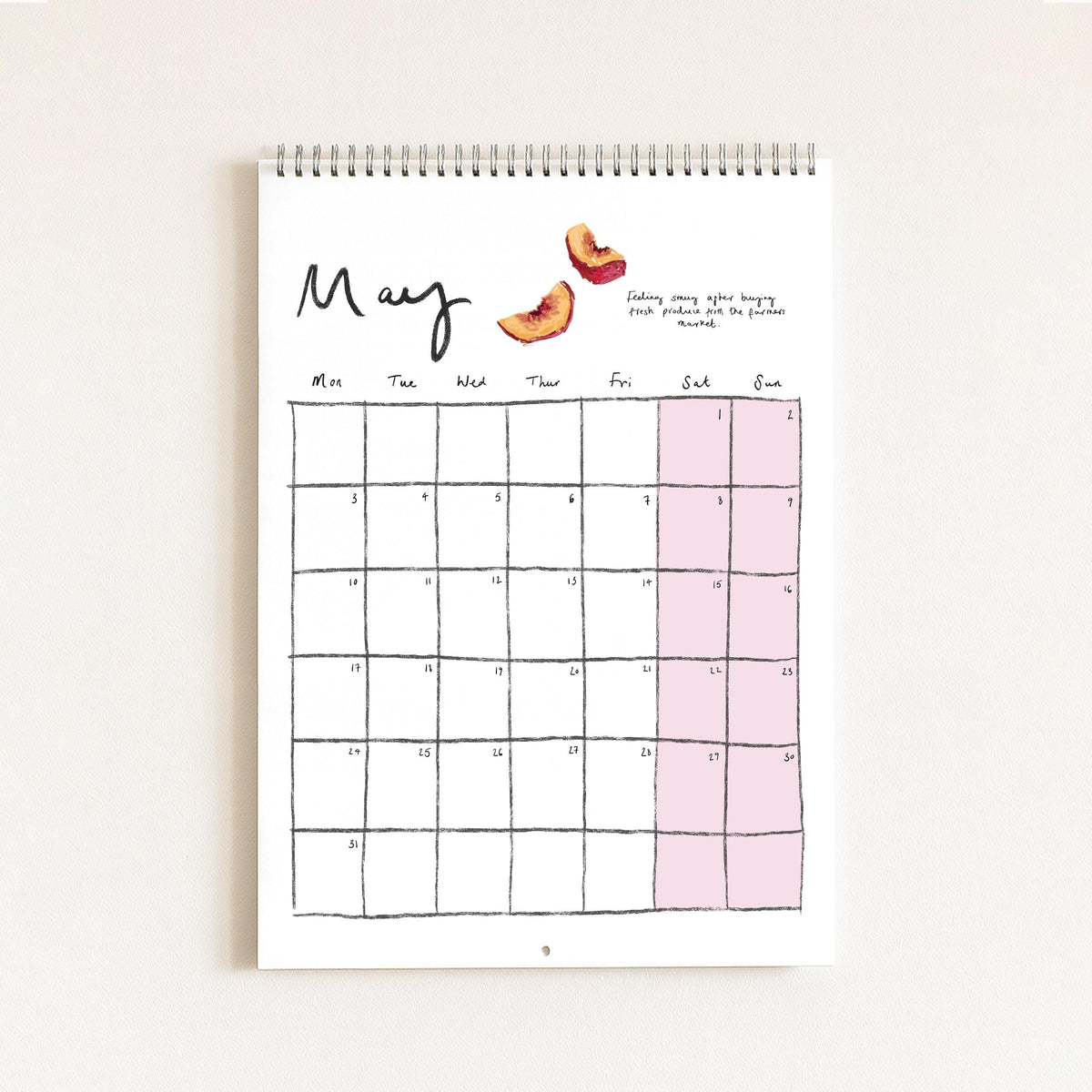 2027 Food Themed Wall Calendar by Amelia Jayne, Hand-Drawn Tablescapes (A4)