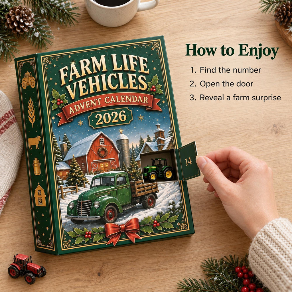 Farm Vehicle Advent Calendar HG 2026, Mini Tractors and Trucks, Christmas Countdown Gift