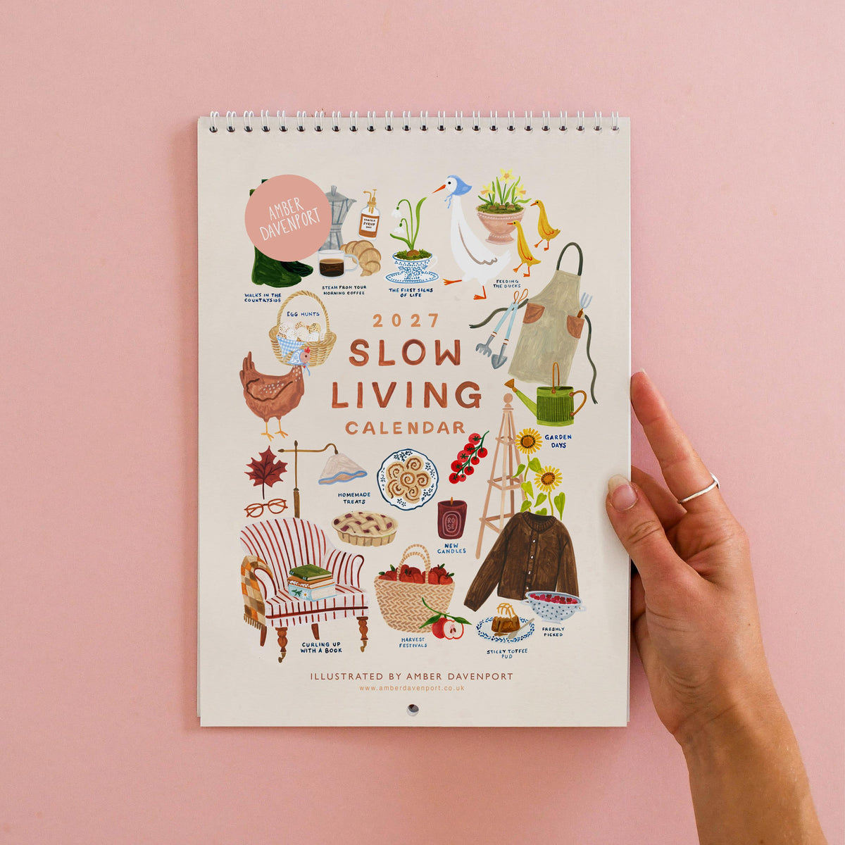 Calendar, 2027 Slow Living Calendar, Monthly Calendar, Wall Calendar, Illustrated 12 Month Calendar, Gift for her, Wall Decor, Cottage Core