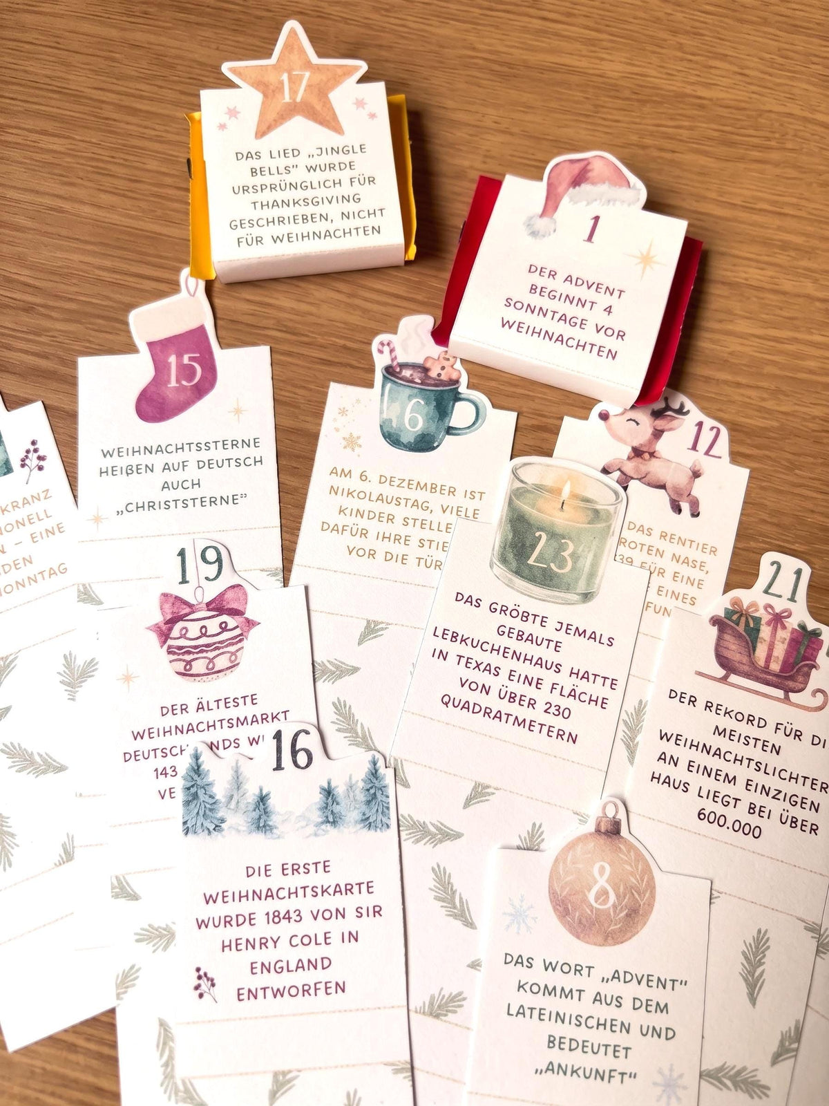 Mini Ritter Sport Adventskalender mit 24 Weihnachtsfakten, Diy Weihnachtsgeschenk, Vorlage zum Ausdrucken, Weihnachten Geschenk