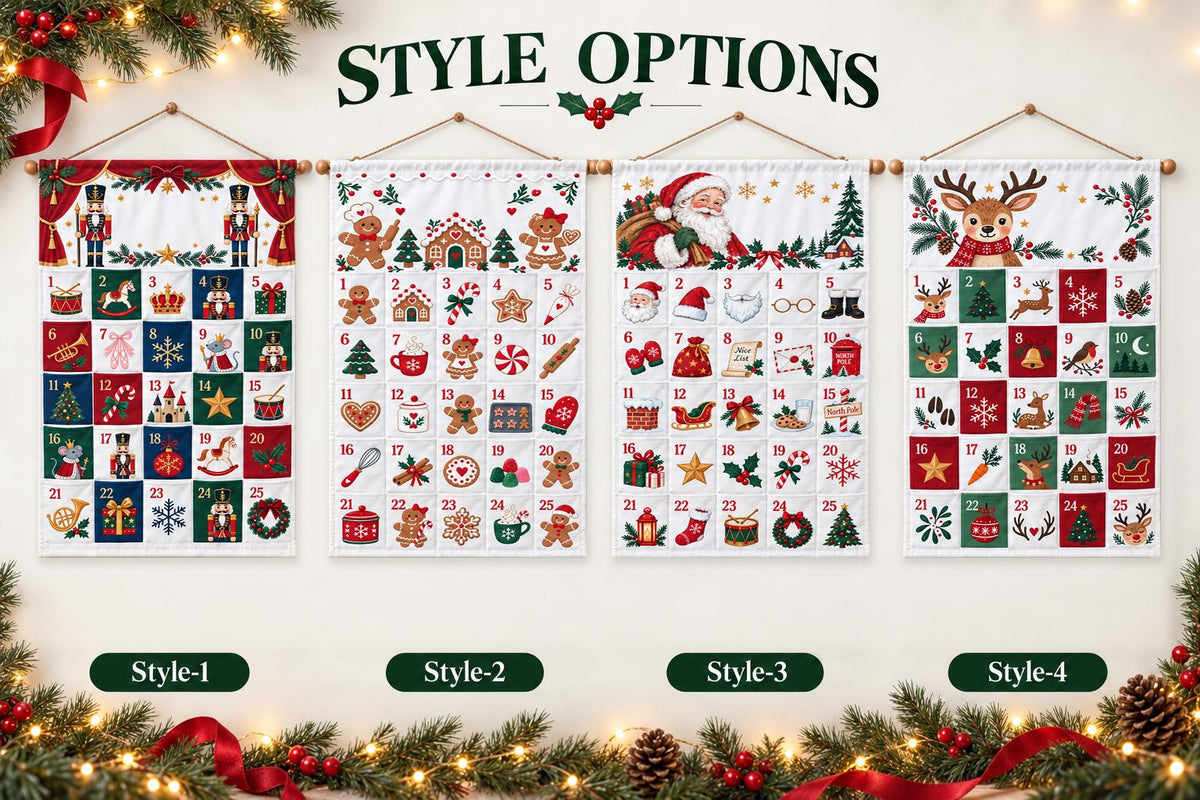 Personalized Reindeer Advent Calendar HG, Christmas Countdown Calendar with 25 Pockets, Custom Name Fabric Wall Hanging, Holiday Gifts for Kids