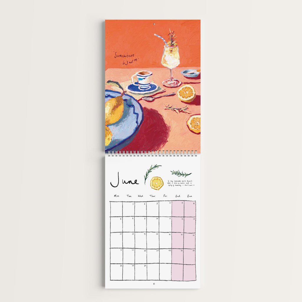 2027 Food Themed Wall Calendar by Amelia Jayne, Hand-Drawn Tablescapes (A4)