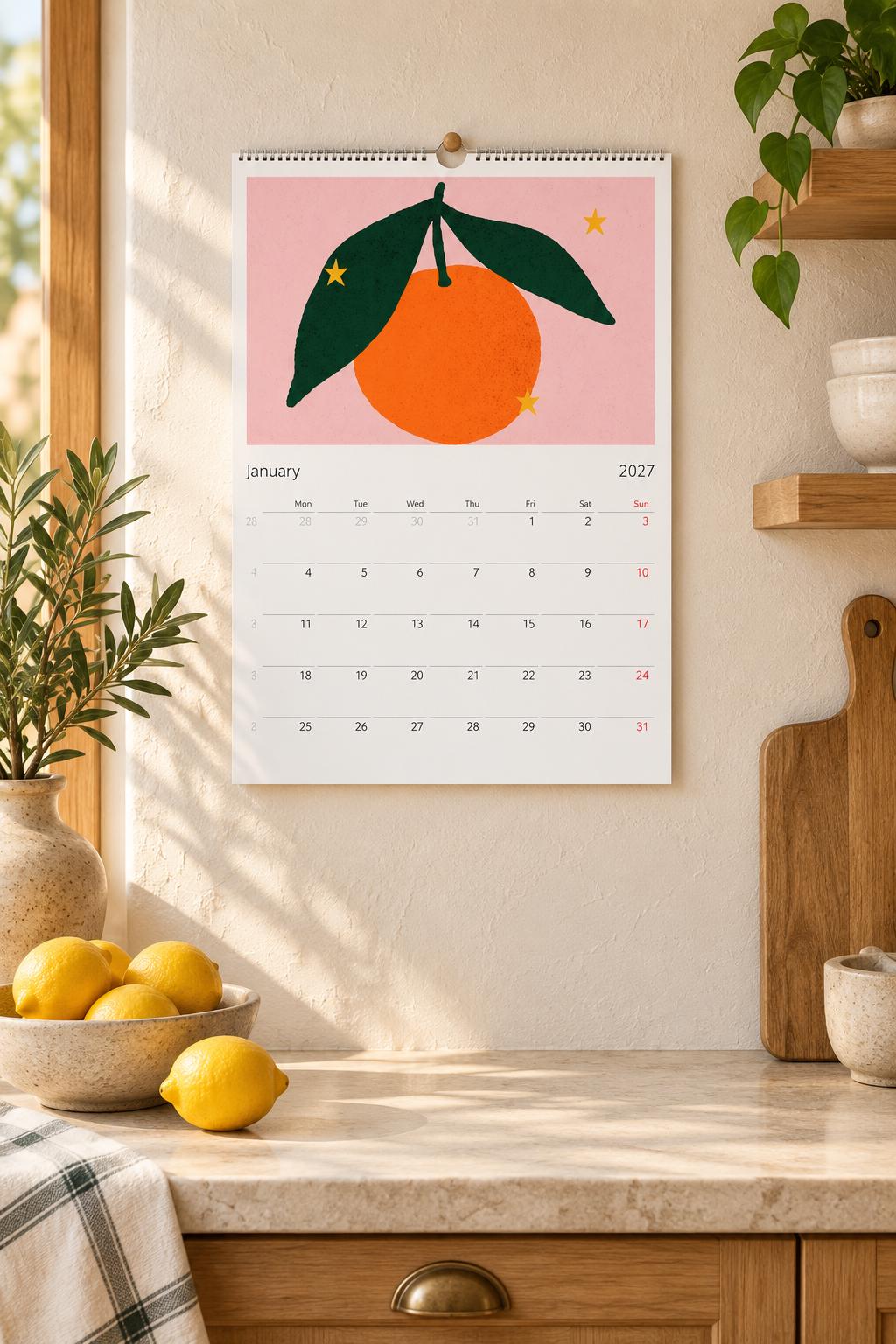 2027 Wall Calendar | Colourful Illustrated Calendar | Modern Art Calendar | Kitchen & Home Office Decor | Gift for Art Lovers